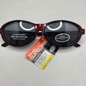 Suncover SlimFit Over Eyewear Sunglasses Polarized Burgundy Red Thin RX Frames